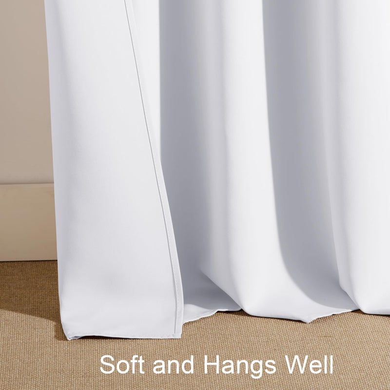 PONY DANCE White Room Darkening Curtains for Bedroom, Rod Pocket Top Solid Soft Drapes Window Treatments Panels 60% Light Blocking for Living Room(2 Panels, W 42 x L 72 inches, Pure White) - Image 5